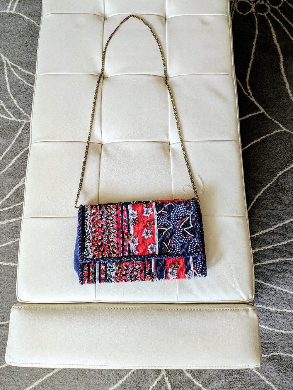 NWOT Anthropologie Beaded Evening Bag Clutch with Chain Strap